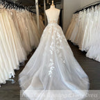 Elegant Boho A line Wedding Dress strapless lace applique bride dress robe de mariee A line Wedding Bridal Gown AL-679