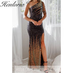 Sexy One shoulder evening dresses sparky sequin formal prom dresses vestidos de fiesta robe de soiree de mariage  party dresses women evening