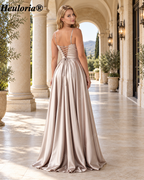 HEULORIA Sweetheart Satin Corset A-Line Prom Dress with Slit ED-32