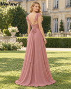 heuloria-Dusty Rose Flutter Sleeve Bridesmaid Dress with Slit-ed-544