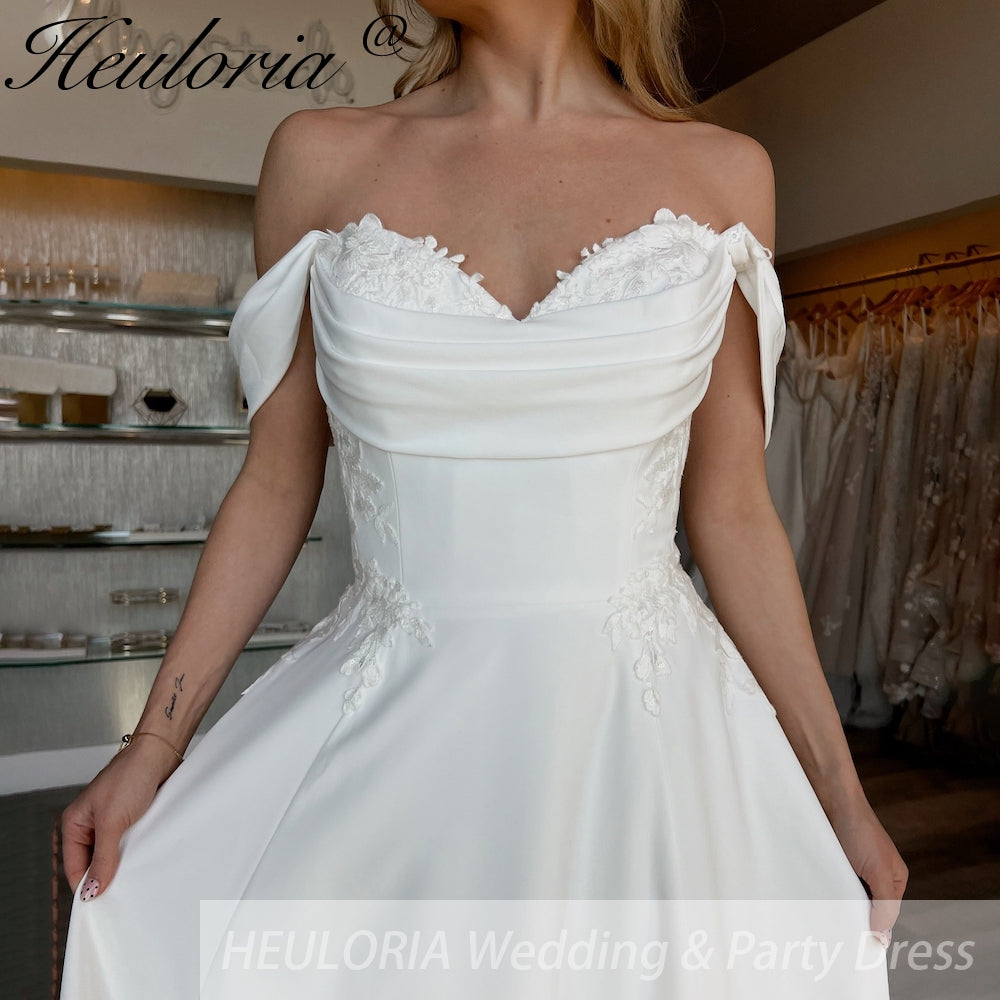 Elegant Boho A line Wedding Dress lace applique chiffon bride dress robe de mariee A line Wedding Bridal Gown AL-989