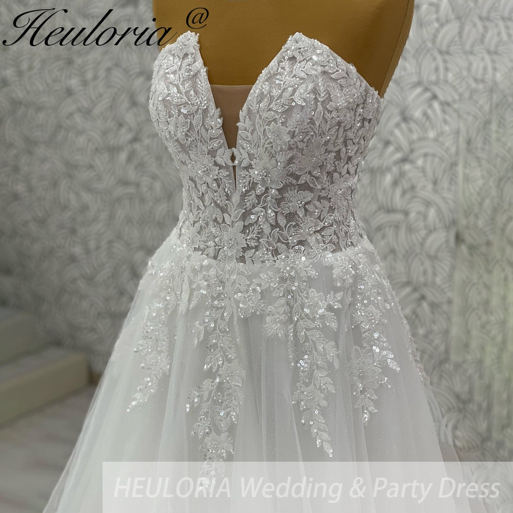 elegant A line wedding dress Sweetheart lace beading bride dress Robe De Mariee Wedding Bride Dress long train AL-1034