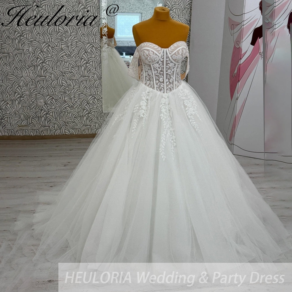 elegant A line wedding dress off shoulder lace beading bride dress Robe De Mariee Wedding Bride Dress long train AL-1011 Main image