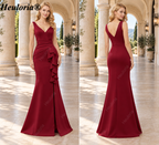 heuloria-V-Neck Satin Mermaid Evening Dress with Cascading Ruffle and Slit-ed-10