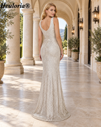 heuloria-Plunging V-Neck Sequin Mermaid Evening Dress with Ruched Waist-ed-51