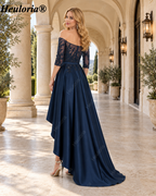 heuloria-Off-the-Shoulder Lace Satin High-Low Evening Dress with 3/4 Sleeves-ed-173