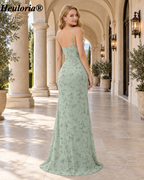 heuloria-Dusty Sage Floral V-Neck Ruched Bridesmaid Dress with Slit-ed-604