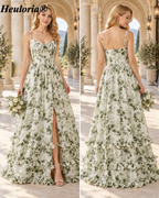 heuloria-Ivory Green Floral Corset Maxi Dress with Ruffle Hem-ed-549