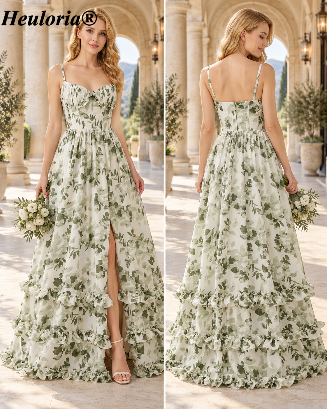 heuloria-Ivory Green Floral Corset Maxi Dress with Ruffle Hem-ed-549