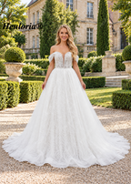 Sweetheart Off-Shoulder Sequin Glitter A-Line Wedding Dress AL-1080