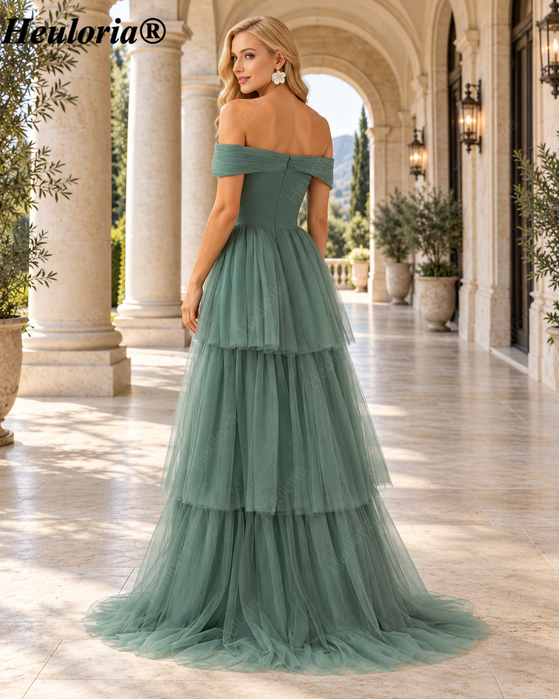 heuloria-Grey Green Off-Shoulder Tiered Tulle Bridesmaid Dress-ed-545