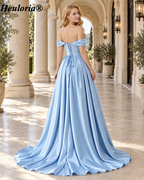 HEULORIA Off-the-Shoulder Satin A-Line Prom Dress with Slit ED-533