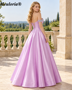 HEULORIA Lavender Rhinestone Off-Shoulder Satin A-Line Prom Dress with Corset Bodice ED-500