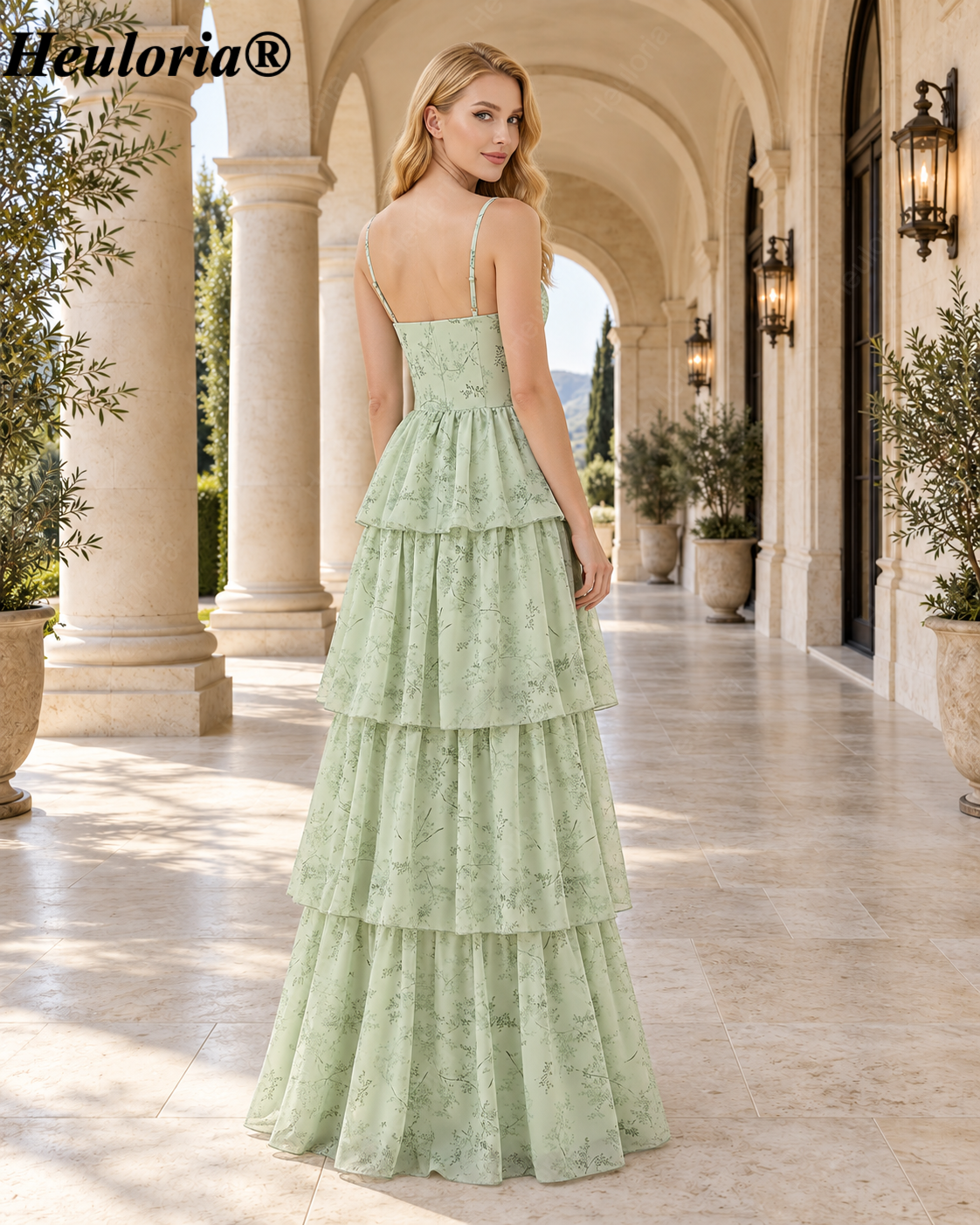 heuloria-Sage Green Floral Sweetheart Tiered Bridesmaid Dress-ed-566-1 Immagine secondaria del prodotto