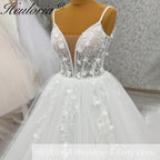 HEULORIA  elegant A line wedding dress Spaghetti Strap lace applique bridal dress Robe De Mariee Wedding Bride Dress AL-1096