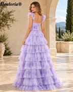 heuloria-Lavender Floral Tulle Corset Prom Dress with Tiered Ruffles-ed-582