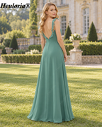 heuloria-Eucalyptus Ruffle Neck Bridesmaid Dress with Open Back and Slit-ed-540