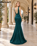 heuloria-V-Neck Cutout Mermaid Evening Dress with Beaded Back-ed-14