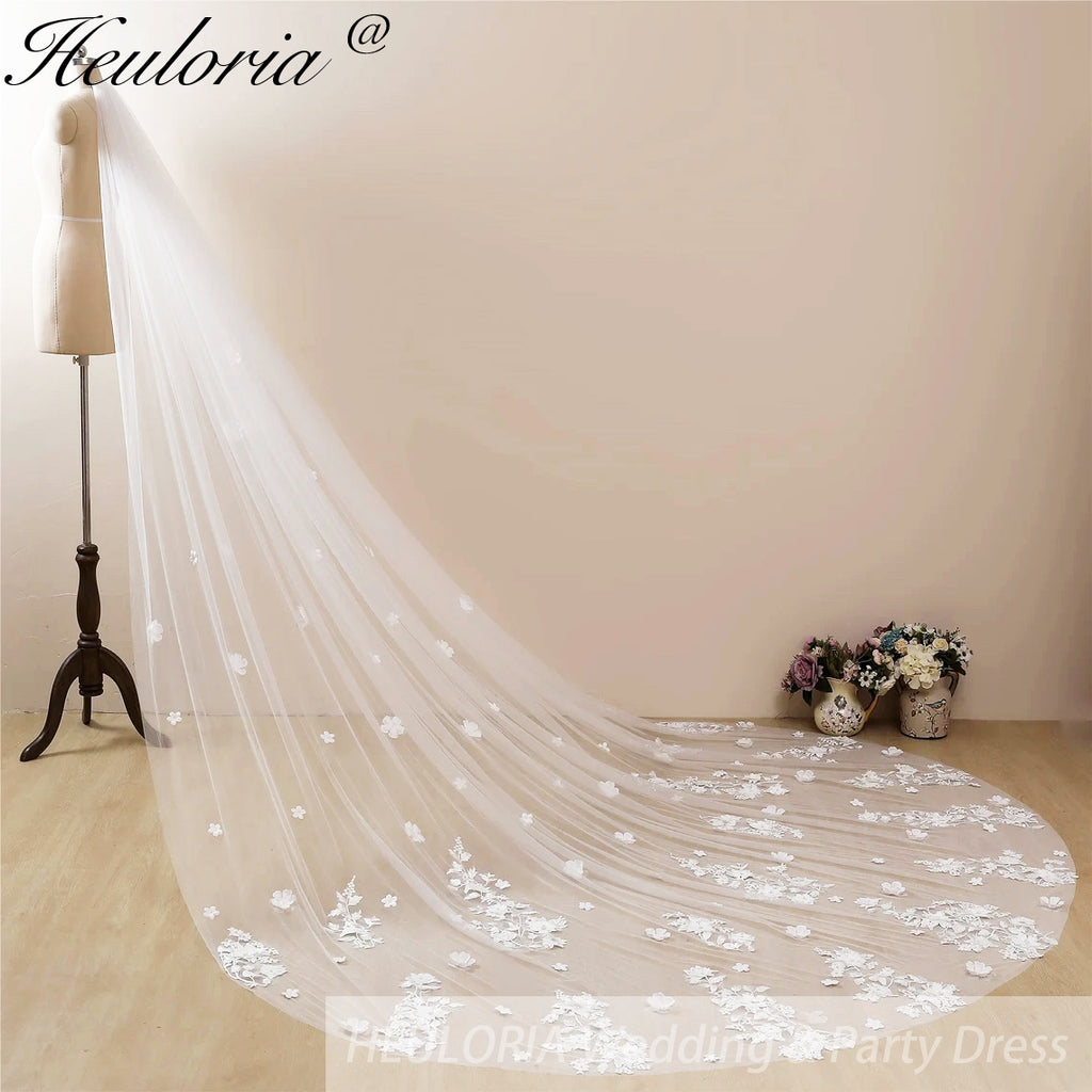 Cathedral Wedding Veil Lace bridal veil with Metal Comb Length 300cm width 300cm for Bride VL-129