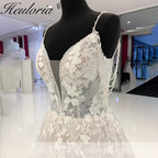 HEULORIA elegant A Line Wedding Dreses with beading tassel V Neck Lace Bridal dress 2025 New In AL-938