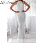 sparky sequin mermaid evening dress halter with beading tassel formal prom dress