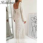 Customized Sequin Long Sleeves style mermaid evening dresses vestidos formales vestidos de fiesta robe de soiree de mariage