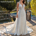 HEULORIA  elegant A line wedding dress Spaghetti Strap crepe lace chiffon bridal dress Robe De Mariee Wedding Bride Dress AL-QK45