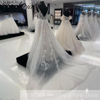 HEULORIA  Elegant V Neck A line Wedding dress Lace Bead Customized Bridal Dresses Lace Up Back