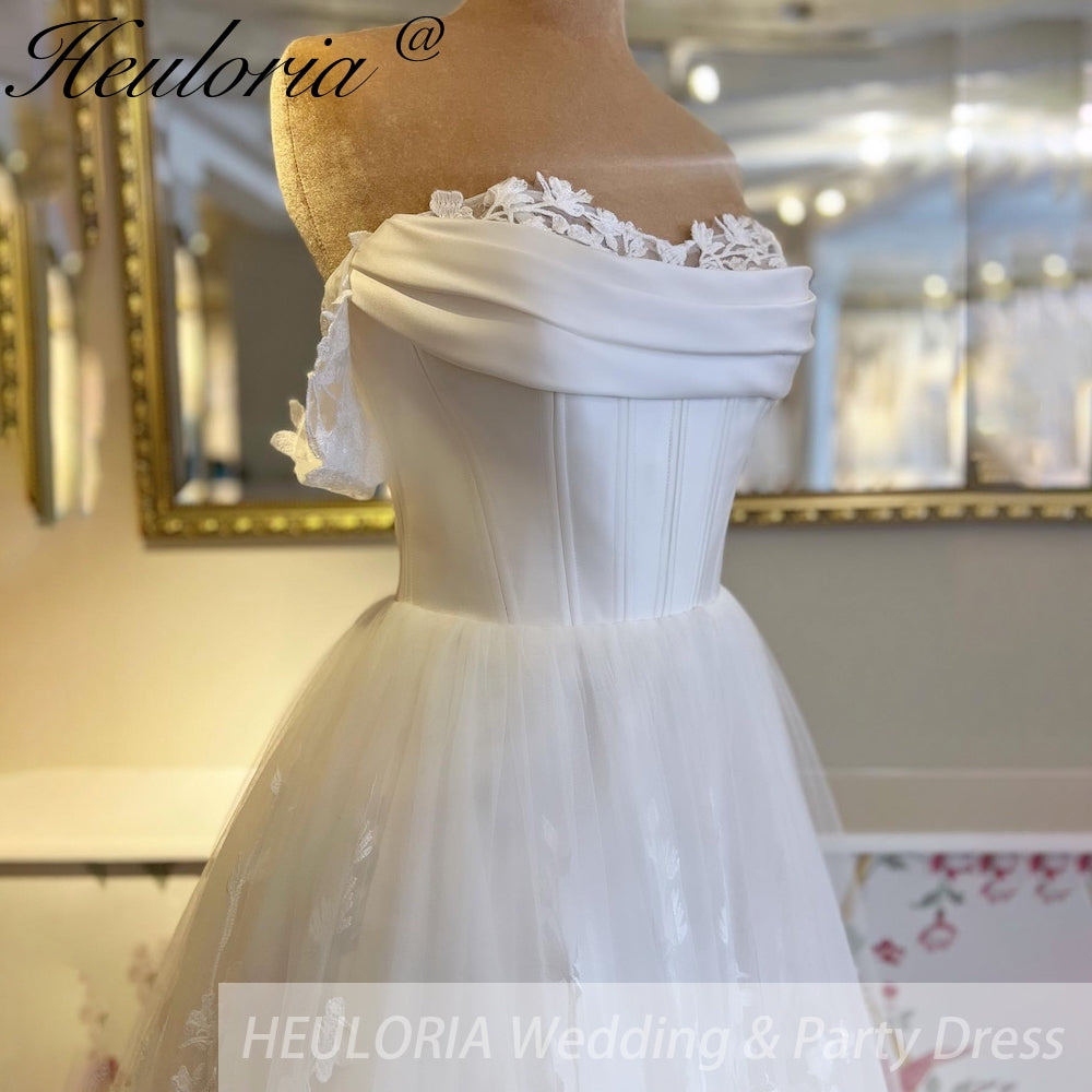 HEULORIA  a line Wedding Dress 3D flower Lace bridal dress  off shoulder Customized AL-725