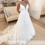 HEULORIA Spaghetti Straps a line Wedding Dresses floral lace Bridal dress Customized AL-963