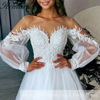 Elegant lace wedding dress A line long sleeve bride dress AL-681