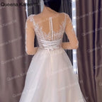 HEULORIA Sparkly Glitter A line Wedding Dress long sleeve lace bride dress plus size robe de mariee  A line Wedding Bridal Gown AL-QK81