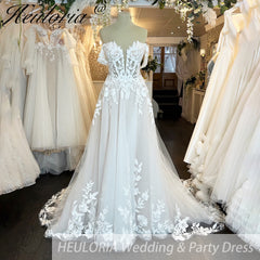 HEULORIA  a line Wedding Dress 3D flower Lace bridal dress off shoulder Customized AL-964