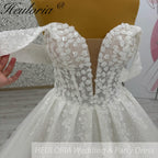 HEULORIA Sparkly Glitter Wedding dress Off The Shoulder 2025 Luxury Women Church Beach Bride Dresses Floral Lace Customized BA-1108