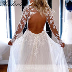 HEULORIA A line Wedding Dress long sleeve lace bride dress plus size robe de mariee  A line Wedding Bridal Gown AL-QK275