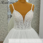HEULORIA  elegant A line wedding dress Spaghetti Strap lace applique bridal dress Robe De Mariee Wedding Bride Dress AL-1095