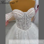 elegant A line wedding dress off shoulder lace beading bride dress Robe De Mariee Wedding Bride Dress long train AL-1011