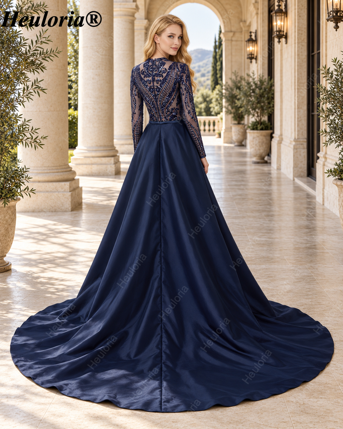 heuloria-Long Sleeve Sequin Evening Dress with Overskirt and Train-ed-58-2