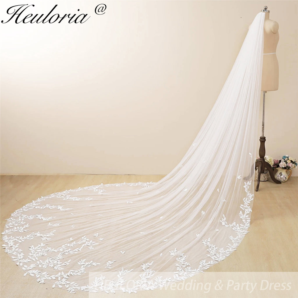 Cathedral Wedding Veil Lace bridal veil with Metal Comb Length 300cm width 300cm for Bride VL-103