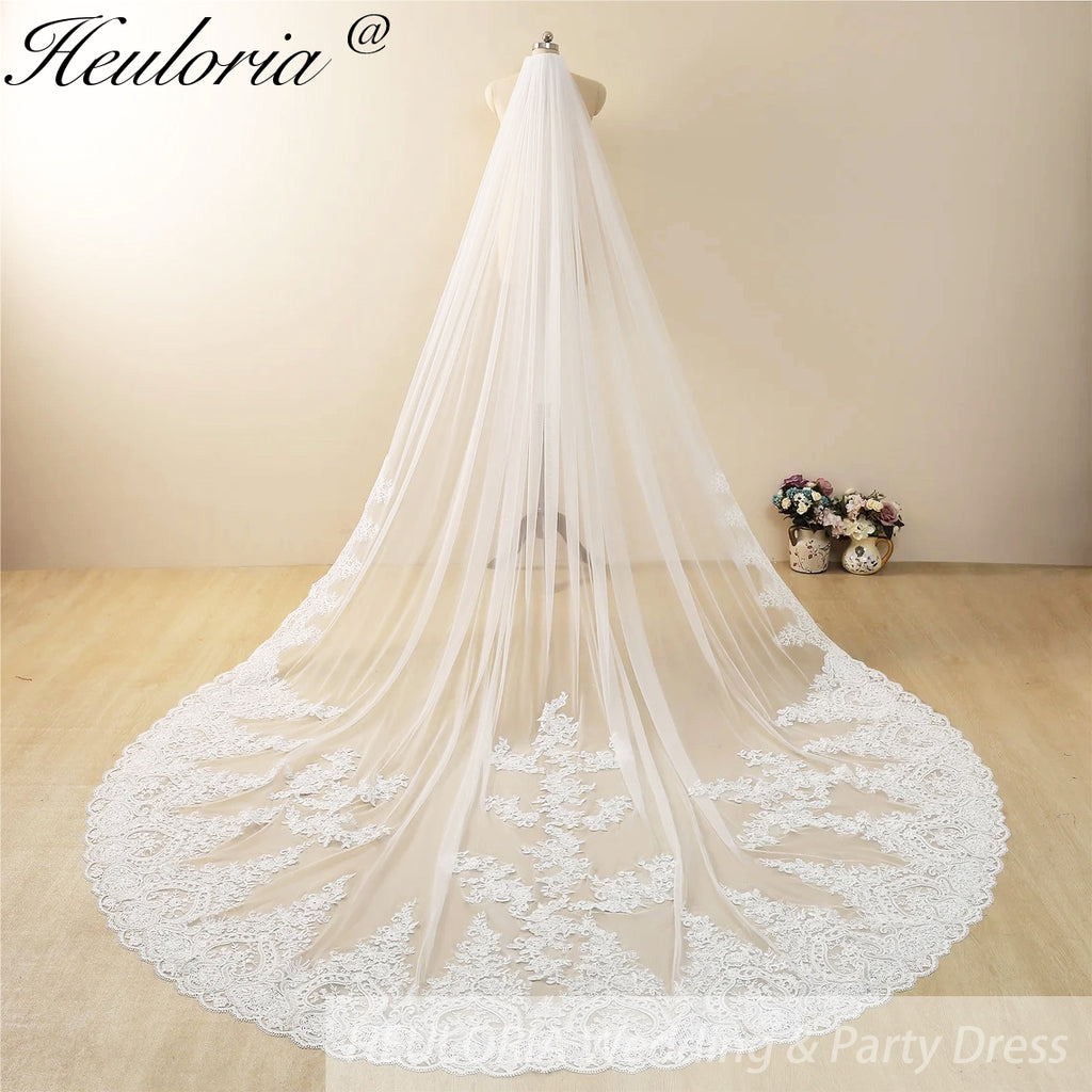 Cathedral Wedding Veil Lace bridal veil with Metal Comb Length 300cm width 300cm for Bride VL-110