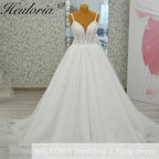 HEULORIA  elegant A line wedding dress Spaghetti Strap lace applique bridal dress Robe De Mariee Wedding Bride Dress AL-1095