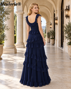 heuloria-Dark Navy Square Neck Ruffle Bridesmaid Dress-ed-556