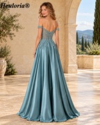 HEULORIA Ethereal Beaded Lace Tulle A-Line Prom Dress with Spaghetti Straps and Illusion Bodice ED-501