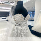 HEULORIA Sparkly Boho A line Wedding dress strapless beading lace Bridal dress Customized AL-941