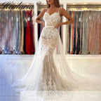 New Mermaid Sexy Prom Dresses Long for Applique with Detachable Train Formal Evening Dress Party Birthday Gowns Customized Made