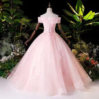 Off-the-Shoulder Lace Long Sleeve Satin Ball Gown Wedding Dress（副本）（副本）