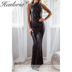 sparky sequin mermaid evening dress halter with beading tassel formal prom dress
