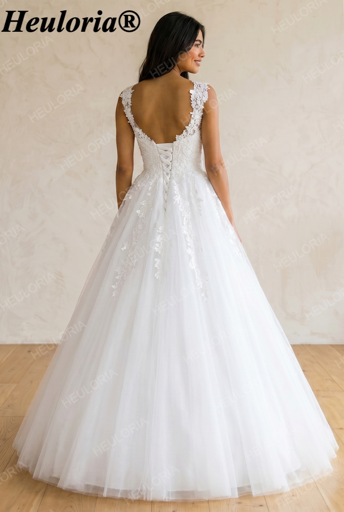 HEULORIA Sparkly Glitter Tulle A-Line Wedding Dress with Shimmer Detail Bridal Gown AL-1174 Immagine secondaria del prodotto