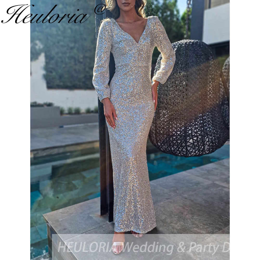 Customized Sequin Long Sleeves style mermaid evening dresses vestidos formales vestidos de fiesta robe de soiree de mariage