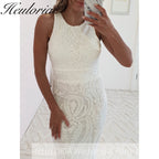 Sparky sequined evening dresses round neck backless long formal dress women elegant mermaid vestidos de fiesta  elegant backless evening gowns